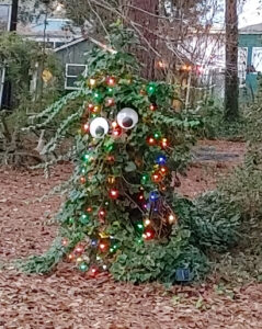 Plant Creature with Christmas Lights